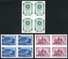 GJ.1221/3, 1961 Philatelic Exhibition (churches), Cmpl. Set Of 3 Values, IMPERFORATE BLOCKS OF 4, One Pair In Each... - Autres & Non Classés