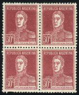 GJ.619, Ribbed Paper, Mint Block Of 4 Of VF Quality, Catalog Value US$100. - Sonstige & Ohne Zuordnung