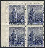 GJ.350, 1912 12c. Plowman, German Paper, Vertical Honeycomb Wmk, PERFORATION 13½, Beautiful MNH Block Of 4,... - Otros & Sin Clasificación