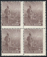 GJ.327, 1911 2c. Plowman With Sun Wmk, MNH Block Of 4, Excellent Quality, Very Fresh, With The Gum Applied With... - Andere & Zonder Classificatie