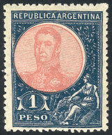 GJ.299A, 1P. San Martín In Oval In The Very Rare INDIGO COLOR, Mint With Light Hinge Mark, Excellent... - Other & Unclassified