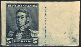 GJ.151P, 5P. San Martín, IMPERFORATE Example With Wide Sheet Margin At Right, Only Known Without Gum,... - Other & Unclassified