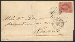 GJ.25, 4th Printing, Franking A Folded Cover Sent From Buenos Aires To Rosario On 6/MAY/1866, Very Nice! - Lettres & Documents