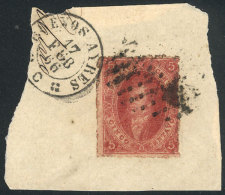 GJ.25, 4th Printing, On Fragment With Double Cancellation: Dotted Cancel And Datestamp Of Buenos Aires 17/FE/1866,... - Oblitérés