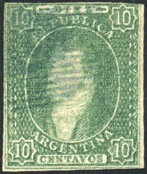 GJ.23f, 10c. Worn Impression, With Notable Horizontally RIBBED PAPER Variety, Rare, Catalog Value US$90. - Oblitérés