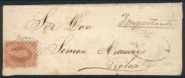GJ.20, 3rd Printing, On Folded Cover To Potosí, Dated Salta 22/MAR/1868, With Mute Dotted Cancel Along... - Oblitérés