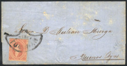 GJ.20, 3rd Printing, Very Clear Impression, Franking A Folded Cover With Fan Cancel Of TUCUMÁN, VF! - Covers & Documents