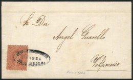 GJ.20, 3rd Printing, Very Clear Impression, On Folded Cover With Oval MENDOZA Cancel, Sent To Valparaíso In... - Briefe U. Dokumente