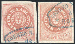 GJ.7 + 7A, 5c. Rose And Salmon-rose, Used, Excellent Quality! - Gebraucht