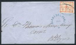 GJ.1, 5c. Red Franking A Folded Cover To Buenos Aires, With Double Ogive FRANCA Cancel And PARANÁ Datestamp,... - Usados