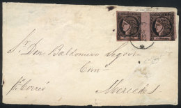 GJ.8A, Rose-lilac, Beautiful Pair Franking A Cover Sent To Mercedes On 2/DE/1874, With CORRIENTES Datestamp With... - Corrientes (1856-1880)