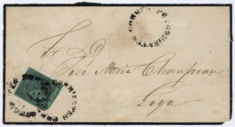 GJ.5, 1865 Blue-green, Type 8, Franking A Front Of Mourning Cover Sent To Goya, With THREE STRIKES Of Rimless... - Corrientes (1856-1880)