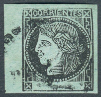 GJ.5, 1865 Bluish Green, Type 1, With Rimless Datestamp Of Corrientes, VF Quality, Catalog Value US$200. - Corrientes (1856-1880)