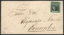 GJ.4, 1864 Yellow-green, On Undated Folded Cover With Typical Pen Cancellation Of Esquina, Signed By Victor... - Corrientes (1856-1880)
