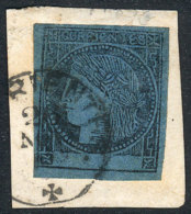 GJ.3, 1860 Blue, Type 3, On Fragment Tied By Corrientes Datestamp With Maltese Cross, Superb! - Corrientes (1856-1880)