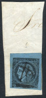 GJ.2, 1860 Provisional With Pen Stroke Through The Value, On Fragment, Superb. With Alberto Solari Certificate. - Corrientes (1856-1880)