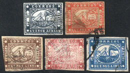 5 Forged Barquitos, Interesting For Study! - Buenos Aires (1858-1864)