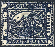 GJ.11C, IN Ps. INDIGO BLUE, Mint, Thinned On Reverse But With Very Good Front And Spectacular Color! - Buenos Aires (1858-1864)
