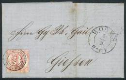 Complete Folded Letter Sent From Worms To Giessen On 8/FE/1867, Franked By Michel 52, Numeral Cancel "163",... - Autres & Non Classés
