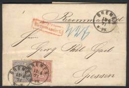 Complete Folded Letter Sent From Bremen To Giessen On 13/AP/1871, RECOMANDIRT, Franked By Michel 16 + 17, Very Fine... - Sonstige & Ohne Zuordnung