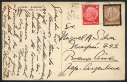 PC With View Of Lisboa, Sent From The Ship CAP NORTE To Argentina, Franked With German Stamps For 15Pf., VF... - Other & Unclassified