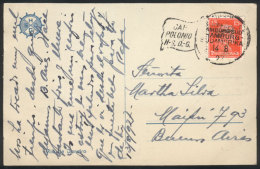 PC With View Of Rio De Janeiro, Sent From The Ship CAP POLONIO To Argentina On 14/AU/1927, With German Postage Of... - Altri & Non Classificati