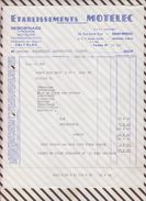 7/ 43   LETTRE / FACTURE/  ETABLISSEMENTS MOTELEC SAINT BRIEUC 1965 - 1950 - ...