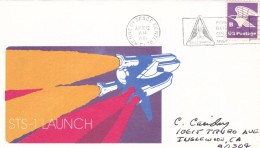 STS-1 Launch Space Shuttle US Space Exploration Cover, Kennedy Space Center Florida Postmark, 'B' (18-cent) Stamp - Amérique Du Nord