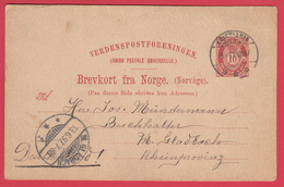 Entier Postal Norvège Année 1897  De KRISTIANA à M.GLADBACH *RARE * TOP * Scann** - Postwaardestukken