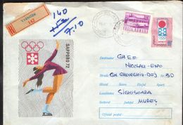 Romania - Postal Stationery Cover Used 1972 -  Winter Olympics, Sapporo - Artistic Skating - Winter 1972: Sapporo