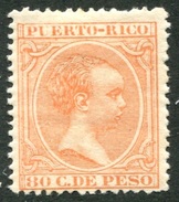 Puerto Rico Ed 100* 80 Cts Naranja De 1891-2 En Nuevo Con Charnela. Valor Clave - Porto Rico