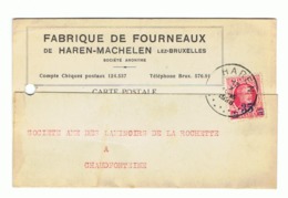 Carte Postale à Entête -  Fabrique De Fourneaux De HAREN - MACHELEN En 1928 - Chaudfontaine (b207) - Machelen