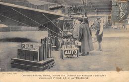 CPA 51 REIMS OCTOBRE 1911 CONCOURS MILITAIRE DUBREUIL SUR MONOPLAN LIBELLULE S ALIMENTANT D HUILE D.F. ET AUTOMOBILINE - Reims