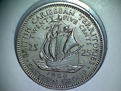 Caraibes De L'Est - Territoire Britannique 25 Cents 1955 - Caraïbes Orientales (Etats Des)