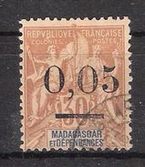 MADAGASCAR 1902, Type Groupe Surchargé, Yvert N° 52 , 0,05 Sur 30 C Brun GROS ZEROS , Obl  Bon Centrage ,TTB - Used Stamps