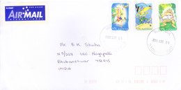 AUSTRALIA 2002 COMMERCIAL COVER POSTED FROM OCEAN GROVE FOR INDIA WITH AUSTRALIA POST AIR MAIL INTERNATIONAL LABEL - Cartas & Documentos