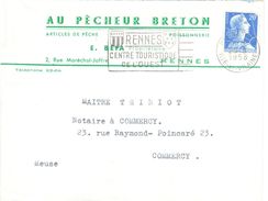 3997 Enveloppe Entête AU PECHEUR BRETOON  BEIA RENNES Ob 1958 Muller 20 F Yv 1011B - Levensmiddelen