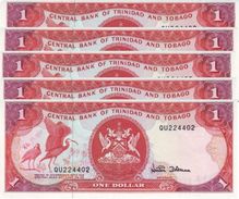 Trinidad & Tobago 1 Dollar ND (1997), UNC (P-36d, B-211d)  5 Pcs - Trinidad Y Tobago