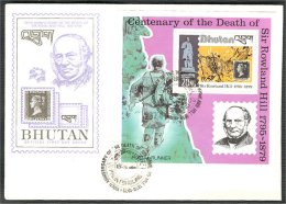 BHUTAN, 100 Centenary Of Death Of Rowland Hill 1979 Sheetlet + Set On FDC! - UPU (Wereldpostunie)