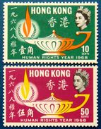 HONG KONG 1968 Human Rights Year COMPLETE SET MLH Scott247-248 CV$10 - Nuovi