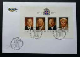 Iceland President 1994 (miniature FDC) - Cartas & Documentos