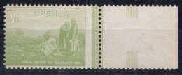 Serbia Kingdom 1915 King On Battlefield Mi#130 Moved Perforation With Part Of Sheet Margin, Mint Never Hinged - Serbien