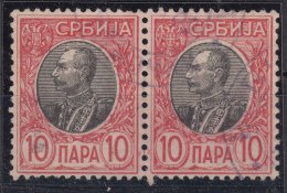 Serbia Kingdom 1905 Mi#86 Y - Horizontally Laid Paper, Used Pair - Serbien