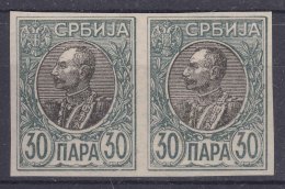 Serbia 1905 Mi#90 X Imperforated Proof Pair, Ordinary Paper, Never Hinged - Serbia