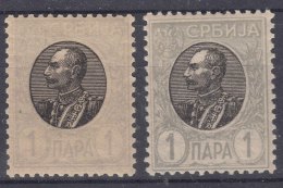 Serbia 1905 Mi#84 Z Vertically Laid Paper, Two Stamps With Diff. Gum Type And Colour Shades, Never Hinged - Serbien