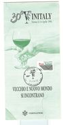 VERONA - 30° VINITALY - 1996 - ANNULLO SPECIALE FIGURATO - SU DEPLIAN DELLA MANIFESTAZIONE "VECCHIO E NUOVO MONDO SI INC - Wein & Alkohol