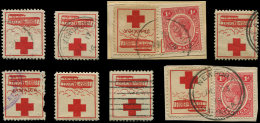 Jamaïque, Vignette Croix Rouge De 1915, 8 Ex. Différents Dont 3 Sur Fragt, TB - Autres & Non Classés