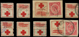 Jamaïque, Vignette Croix Rouge De 1915, 8 Ex. Différents Dont 3 Sur Fragt, TB - Other & Unclassified