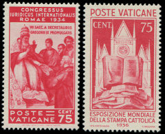 VATICAN 44 Et 51 : 75c. Carmin, Congrès Juridique Et Presse Catholique, TB, Cote Et N° Sassone - Other & Unclassified