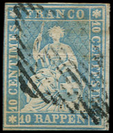 SUISSE 27c : 10r. Bleu Pâle, Fil De Soie Rouge, TB - Other & Unclassified